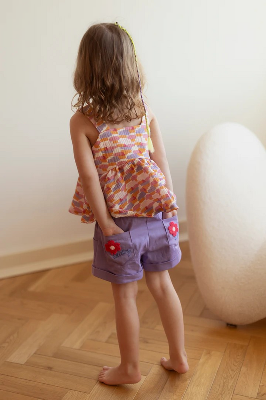 SUMMER CASUAL COTTON SHORTS – LILAC FLOWER