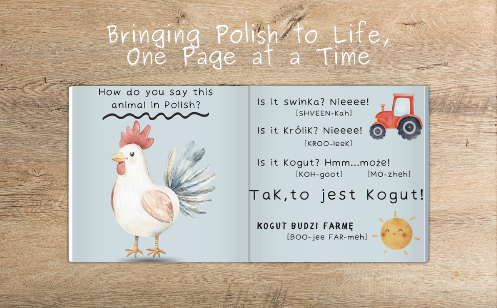 How do you say that in Polish: Farm Animals Book
