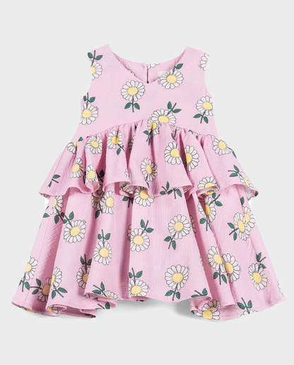 ORGANIC COTTON DRESS - PINK DAISY