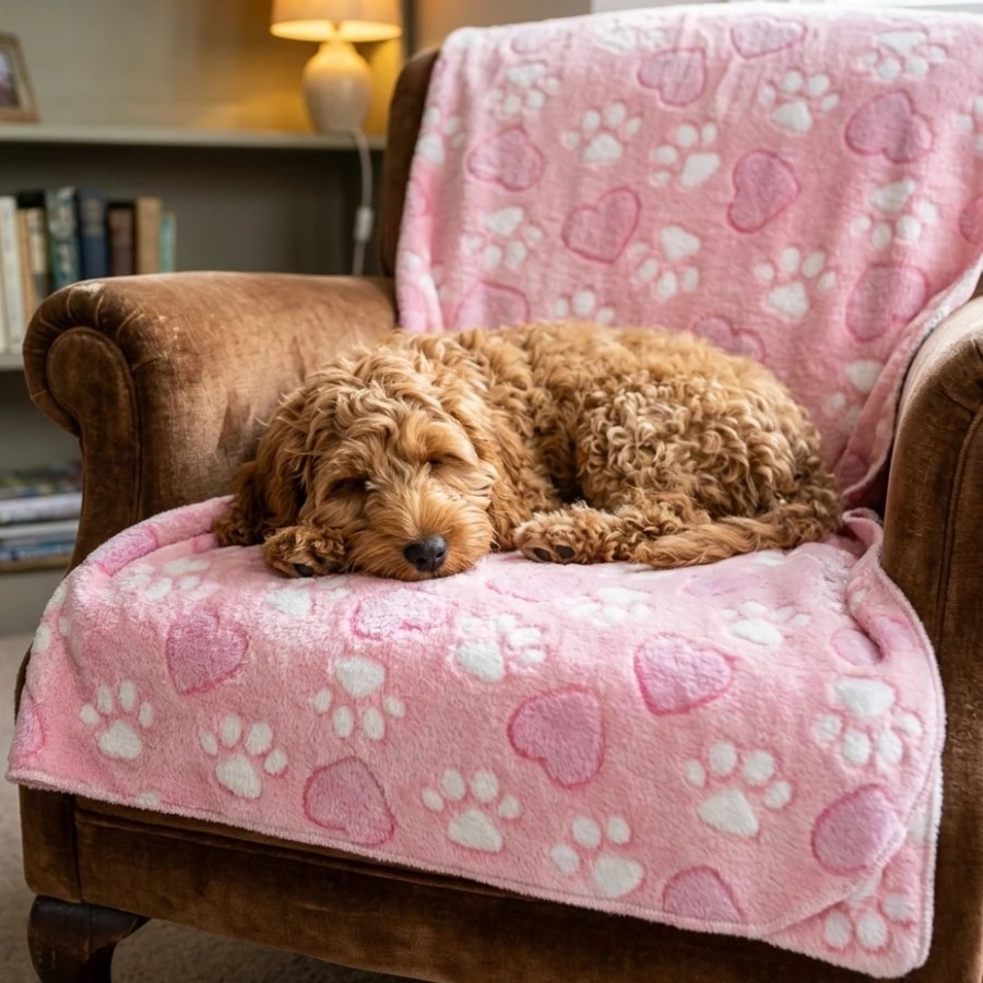 Ultra Soft Pink Pet Blanket – Paw Print Fleece for Dogs & Cats