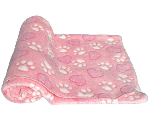 Ultra Soft Pink Pet Blanket – Paw Print Fleece for Dogs & Cats