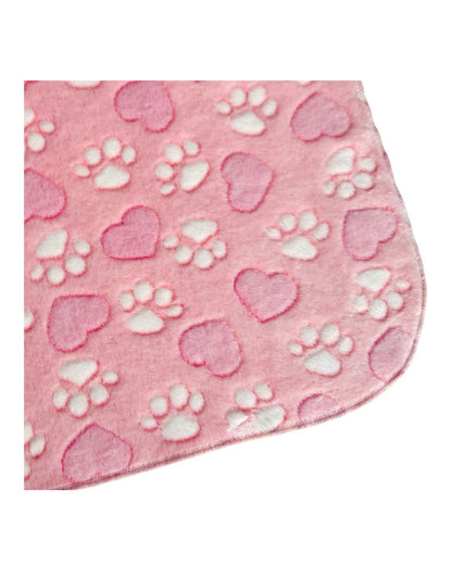Ultra Soft Pink Pet Blanket – Paw Print Fleece for Dogs & Cats