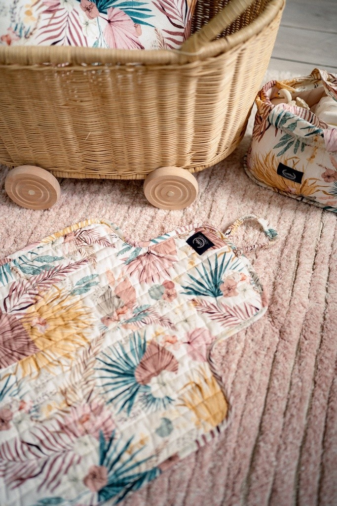 QUILTED CHANGING MAT BOHO PALMS LIGHT