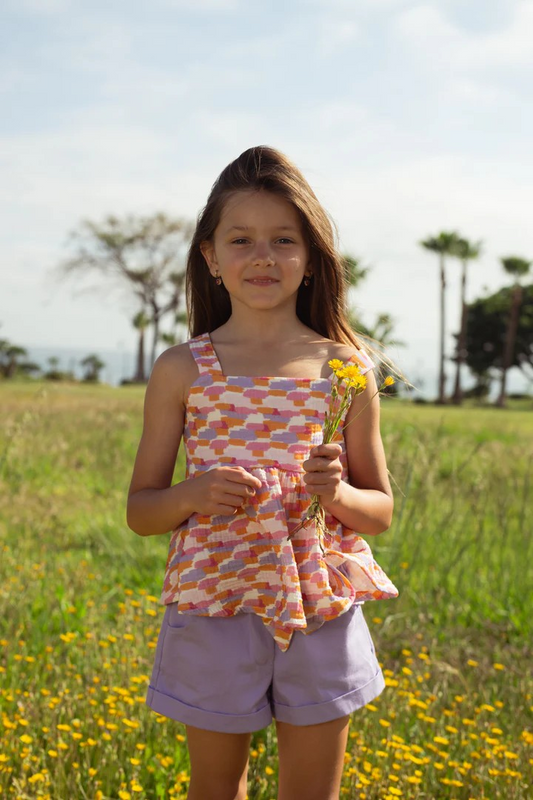 SUMMER CASUAL COTTON SHORTS – LILAC FLOWER