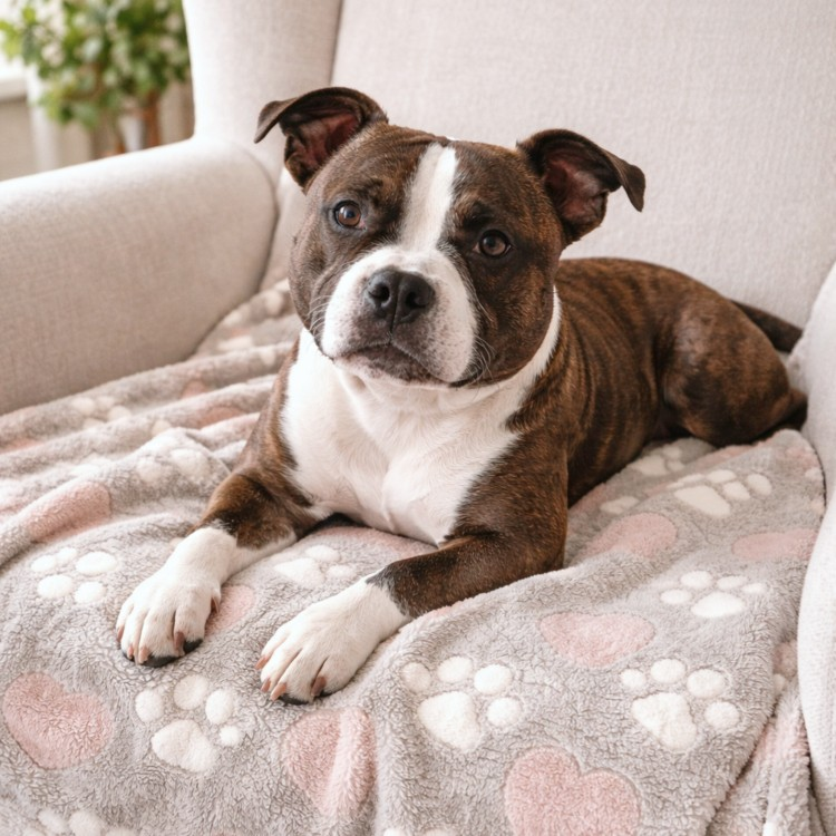 Ultra Soft Beige Pet Blanket – Paw Print Fleece for Dogs & Cats