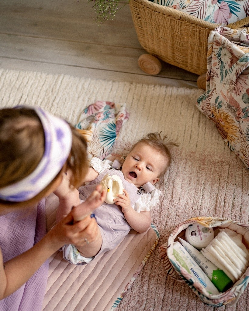 QUILTED CHANGING MAT BOHO PALMS LIGHT