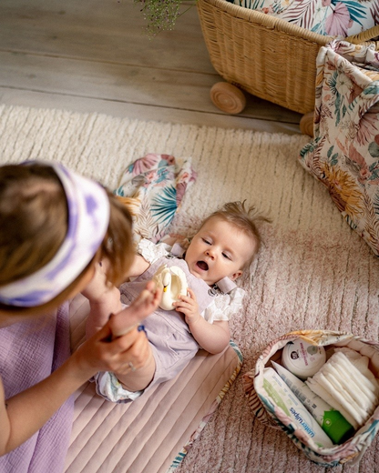 QUILTED CHANGING MAT BOHO PALMS LIGHT