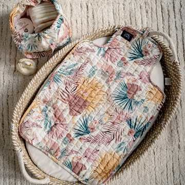 QUILTED CHANGING MAT BOHO PALMS LIGHT