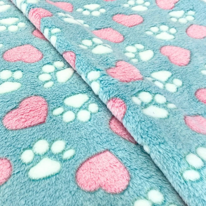 Ultra Soft Blue Pet Blanket – Paw Print Fleece for Dogs & Cats