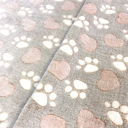 Ultra Soft Beige Pet Blanket – Paw Print Fleece for Dogs & Cats
