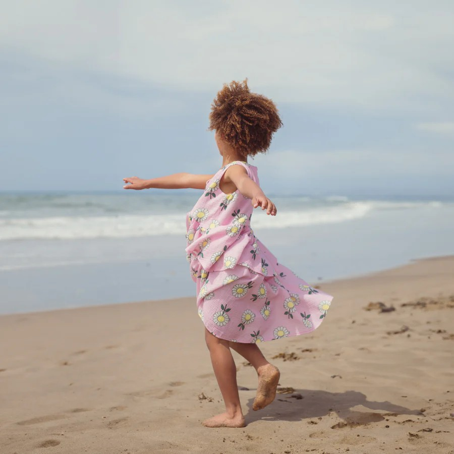 ORGANIC COTTON DRESS - PINK DAISY