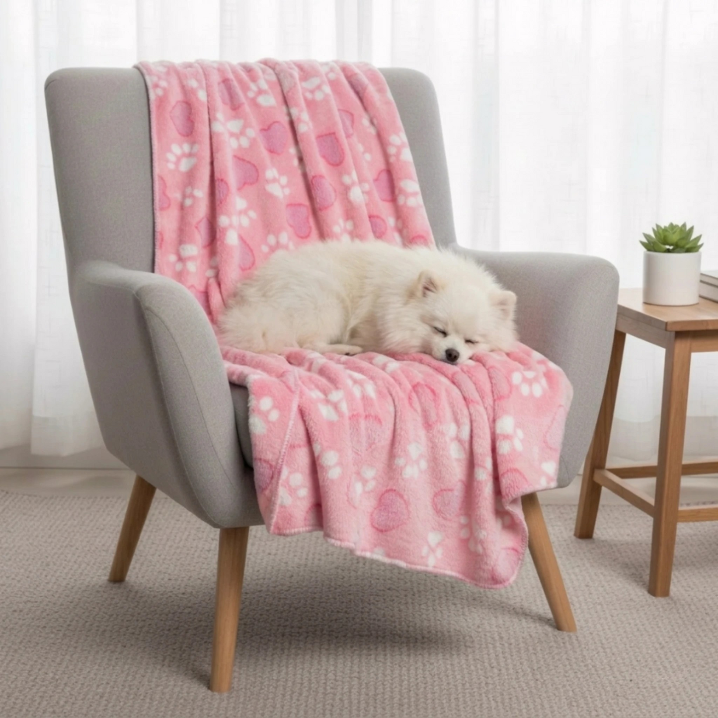 Ultra Soft Pink Pet Blanket – Paw Print Fleece for Dogs & Cats