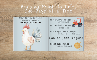 How do you say that in Polish: Farm Animals Book
