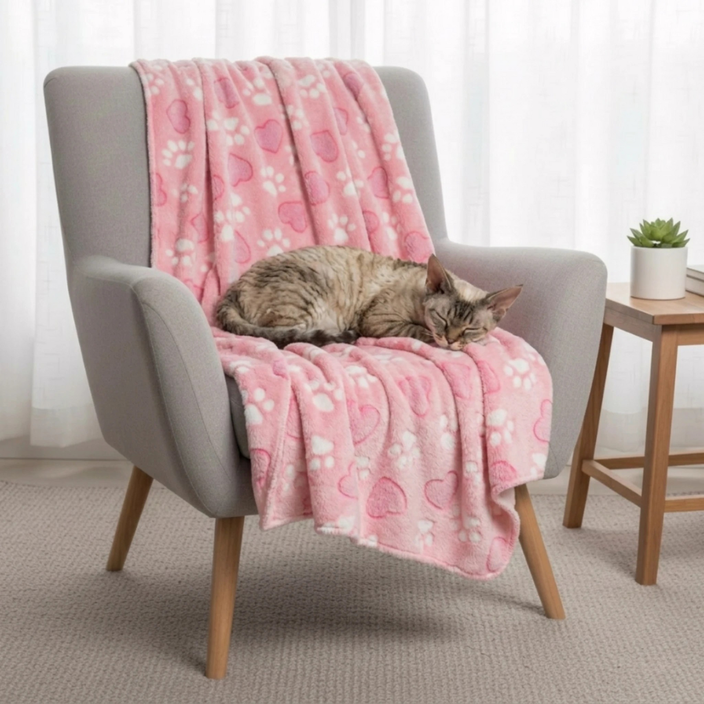 Ultra Soft Pink Pet Blanket – Paw Print Fleece for Dogs & Cats